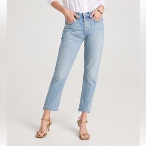 AGOLDE Riley High Rise Straight Crop Jeans in Zephyr Wash - Size 28